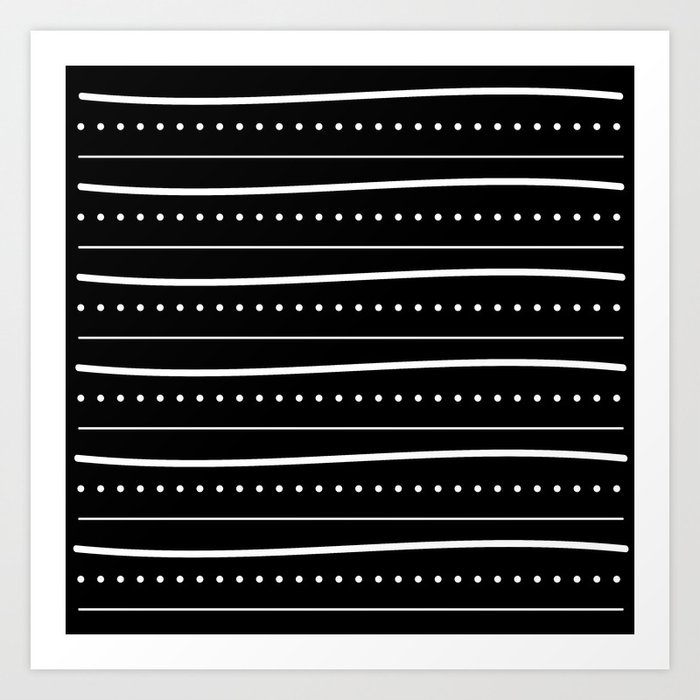 Dot stripe black-and-white Art Print