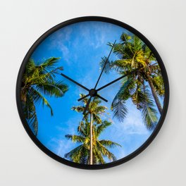 Palm Trees And Blue Sky Relaxing Home Decoration Wall Clock