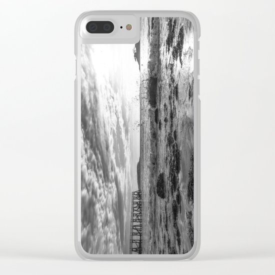 Magnolia Pier Black and White Clear iPhone Case