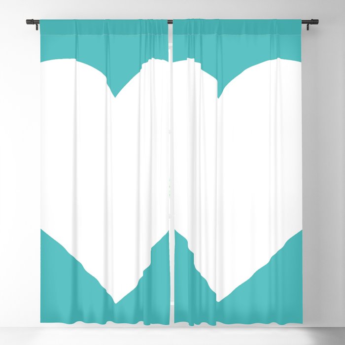 Heart (White & Teal) Blackout Curtain