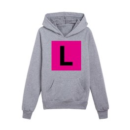 Letter L (Black & Magenta) Kids Pullover Hoodies