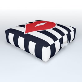Red Lips with Stripes Outdoor Floor Cushion