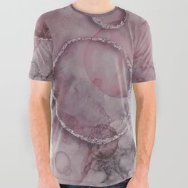 Elegant Glamour Alcohol Ink Marbled Painting Blush Pink All Over Graphic Tee