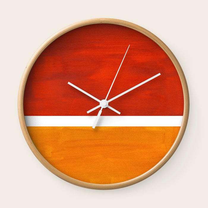 Burnt Orange Yellow Ochre Mid Century Modern Abstract Minimalist Rothko Color Field Squares Wall Clock By Enshape Society6