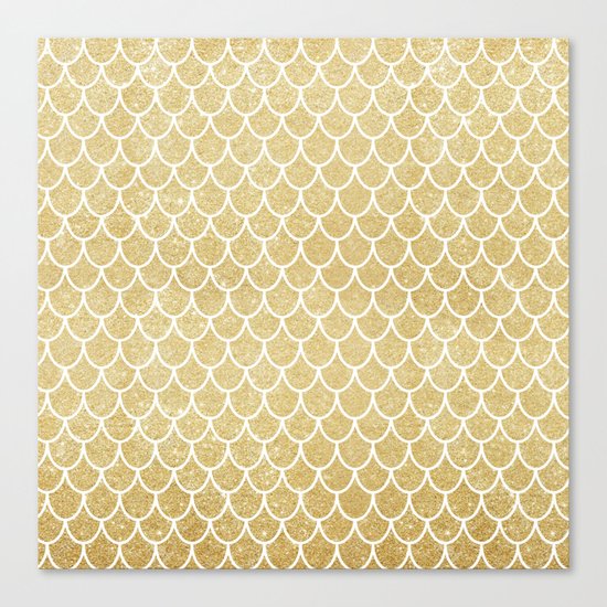 Mermaid Tail Pattern | Gold Glitter Canvas Print