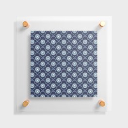 Ethnic Ogee Floral Pattern Blue Floating Acrylic Print
