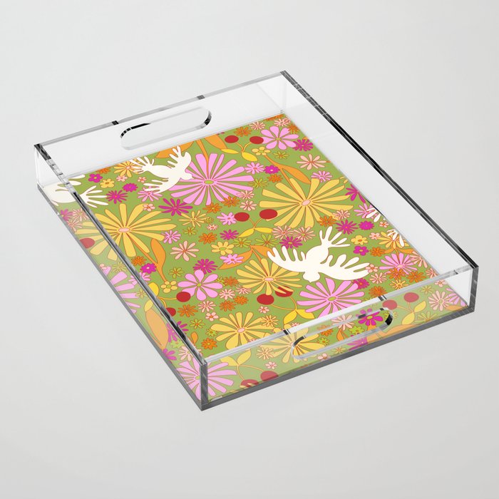 Birds & Flowers Acrylic Tray