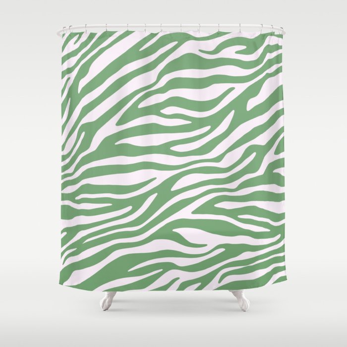 Matcha Green Zebra Animal Print Shower Curtain