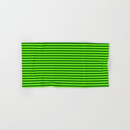 [ Thumbnail: Green & Dark Green Colored Striped Pattern Hand & Bath Towel ]