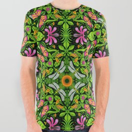 A luxuriant garden full of flowers and insects All Over Graphic Tee