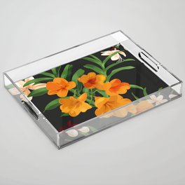 Orange Flowers Acrylic Tray