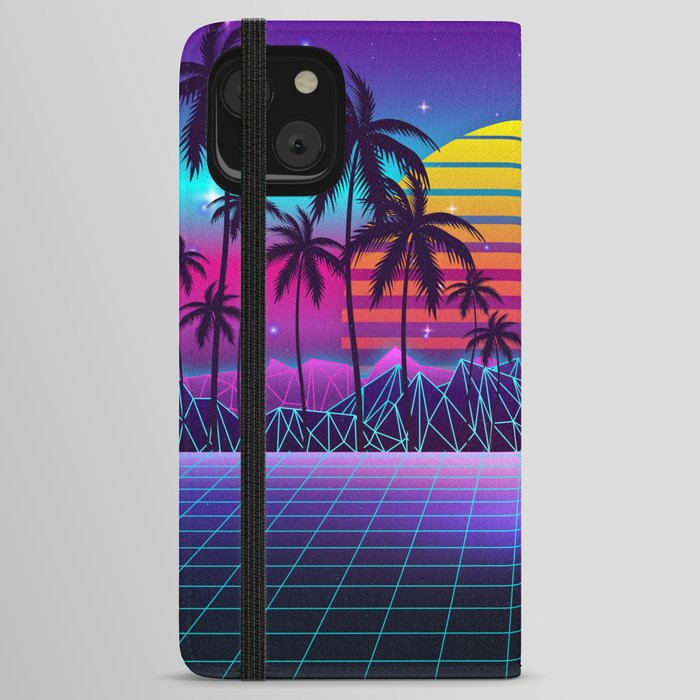 Radiant Sunset Synthwave iPhone Wallet Case
