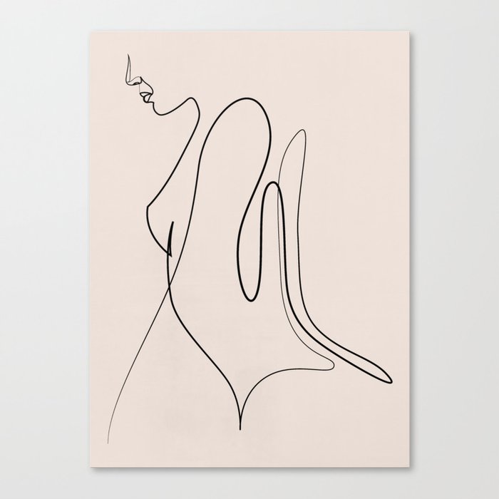 s'26 string - minimal line female - pastel Canvas Print