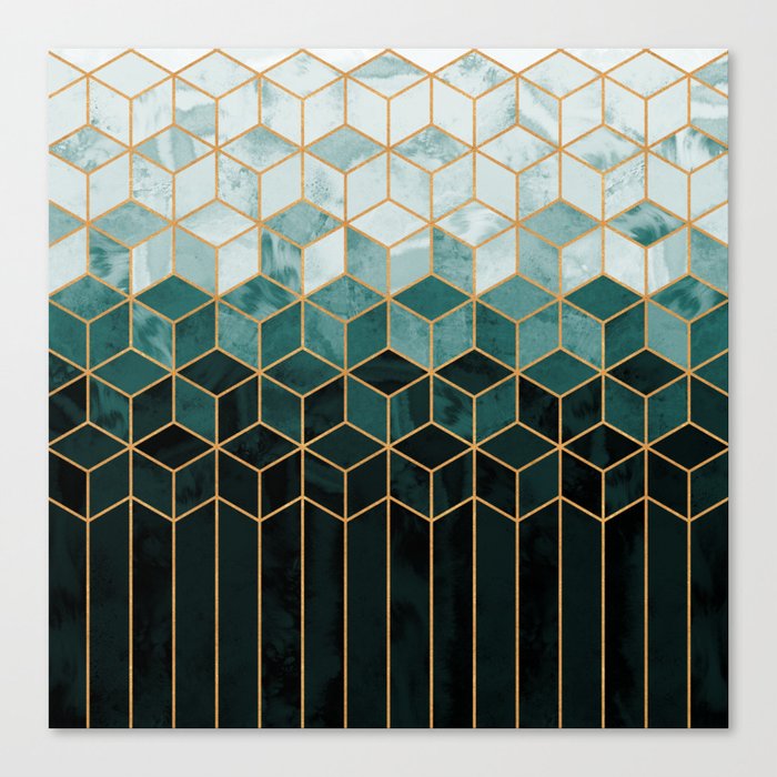 Teal Cubes Luxury Canvas Print