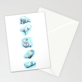 Baby Hippos in a Row Stationery Card