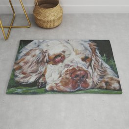 The Clumber Spaniel dog art portrait from an original painting by L.A.Shepard Rug