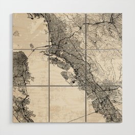 Oakland USA - City Map - Black and White Wood Wall Art