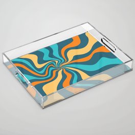 Colorful Retro Waves Acrylic Tray