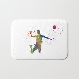 Volleyball player in watercolor Bath Mat