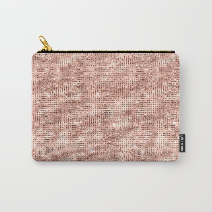 Rose Gold Diamond Studded Glam Pattern Carry-All Pouch
