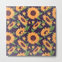Sunflowers in purple Metal Print
