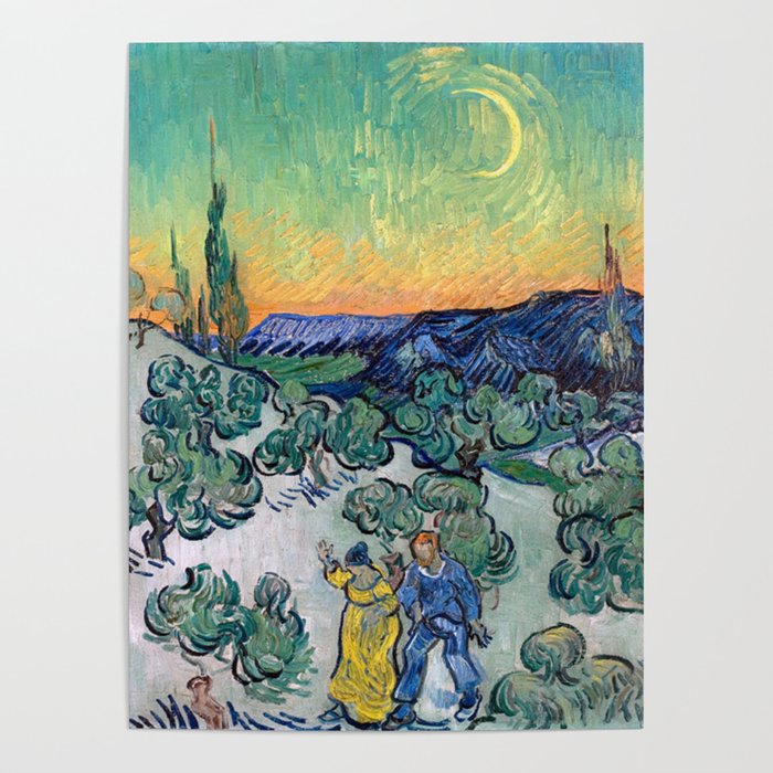 Couple Walking among Olive Trees, Vincent Van Gogh Poster