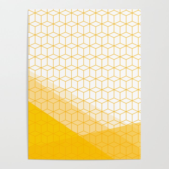 Abstract Geometric 006 - mustard yellow & white Poster