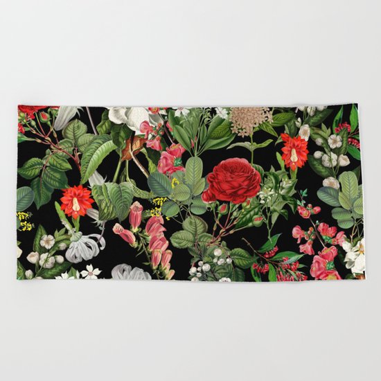 Botanical Pattern Beach Towel