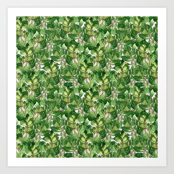 Botanical Nature Green Pattern Art Print