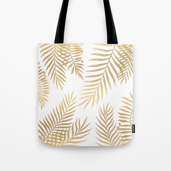 Gold palm leaves Tote Bag