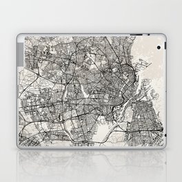 Copenhagen, Denmark - City Map Art Print - Black and White Laptop Skin