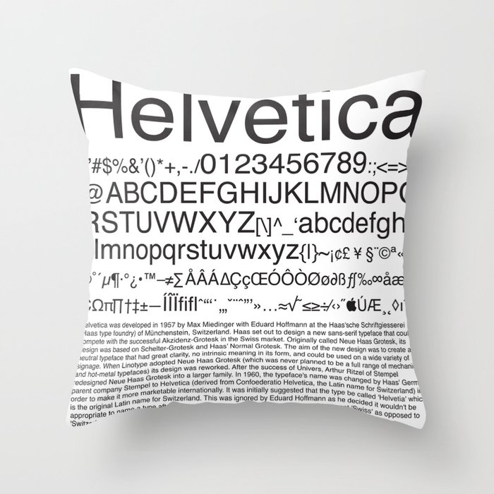 Helvetica (Black) Throw Pillow
