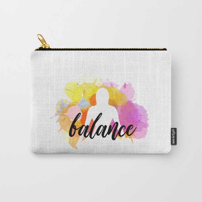 Silhouette of a woman sitting balanced in lotus pose watercolor	 Carry-All Pouch