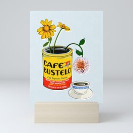 El Cafe - coffee loteria card without text / blue Mini Art Print