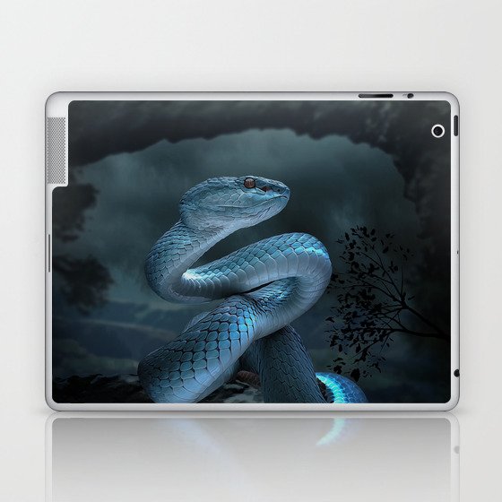 Blue Viper Snake Digital Art Laptop Ipad Skin By K9printart