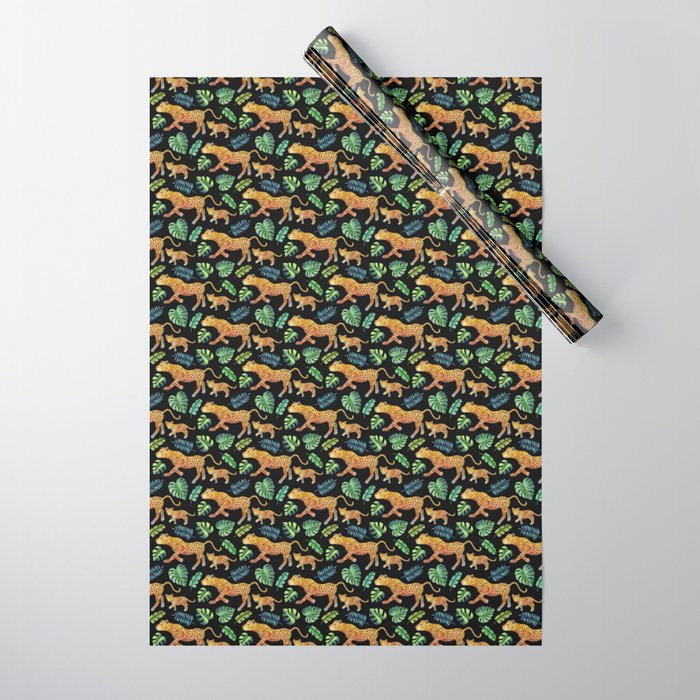 Jaguar and Cub pattern (tropical)  Wrapping Paper