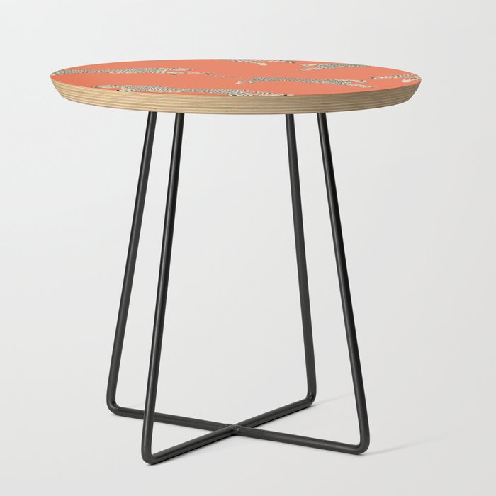 Leaping Cheetahs Tangerine Side Table