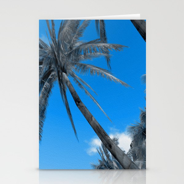 Blue and Black Tropical Palms Stationery Cards