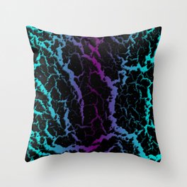 Cracked Space Lava - Cyan/Purple Throw Pillow
