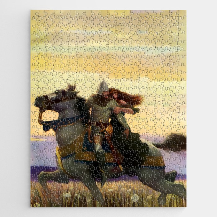 “Sir Lancelot Rides Away with Guinevere” by NC Wyeth Jigsaw Puzzle