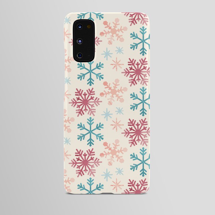Christmas Pattern Watercolor Snowflake Pink Blue Android Case