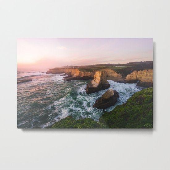 Golden California Coastline - Santa Cruz, California Metal Print