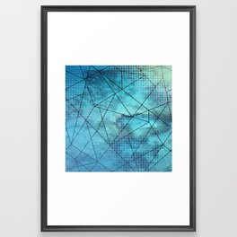 Blue Geometric Screen Contemporary Design Framed Art Print