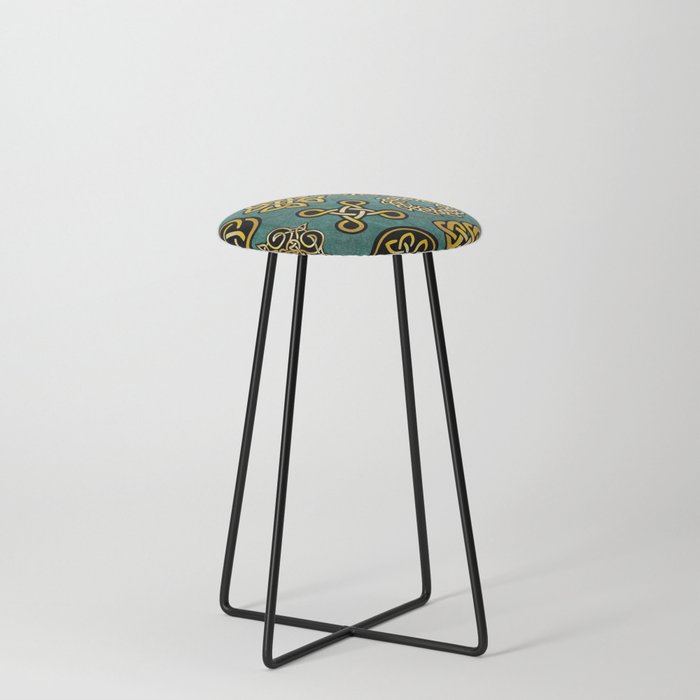 65 MCMLXV Green Celctic Symbols Pattern Counter Stool