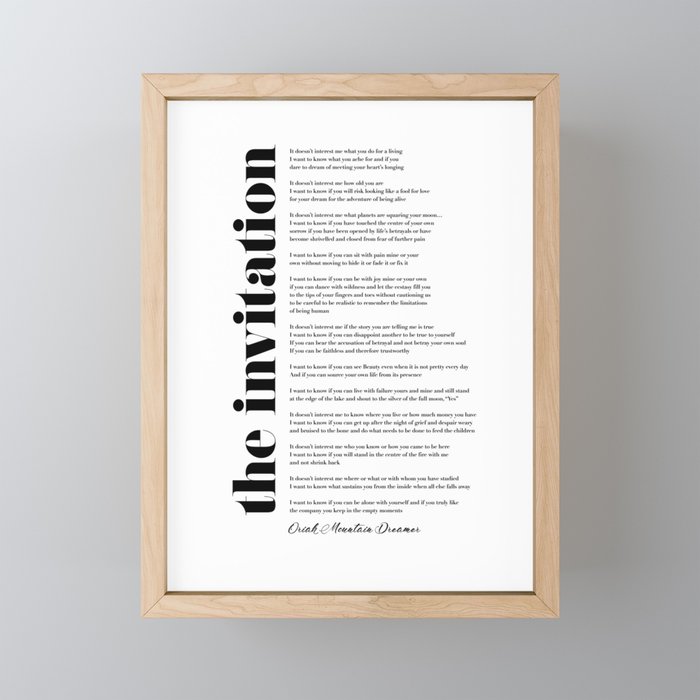 The Invitation by Oriah Mountain Dreamer Framed Mini Art Print