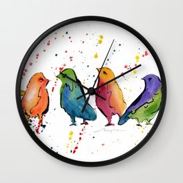 Colorful Birds Chit Chat 2 Wall Clock