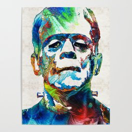 Frankenstein Art - Colorful Monster - By Sharon Cummings Poster