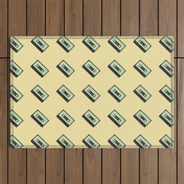 Retro Cassette Vintage 80s and 90s Yellow and Green Outdoor Rug