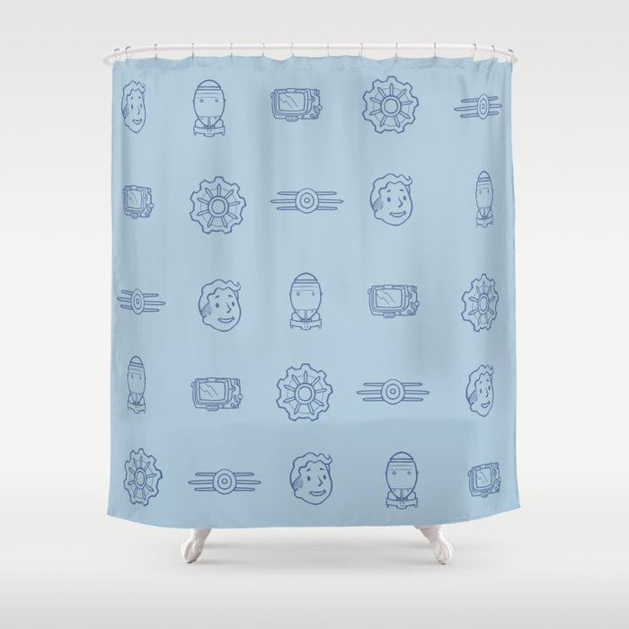 Fallout Vault Dweller Pattern Shower Curtain By Mainframe110 Society6 Fallout Vault Dweller Pattern Shower Curtain