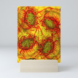 Lotus Flower Mandala Ornaments Design yellow orange Mini Art Print